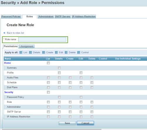 4. Enter a Role Name. 5. Determine the permissions to be given to the role. 6. Select functionality objects such as Wallboards and check the appropriate permissions.