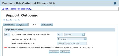 1. Click SLA tab for the queue. 2.
