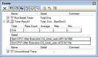 2. FUNCTIONS Figure 2.128 Example of Timer Start and Timer End Events (Execution Type) in Events Panel [Simulator] Figure 2.