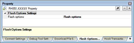 [Flash Options Settings] tab This tab is used to configure options for the flash memory incorporated in the microcontroller.