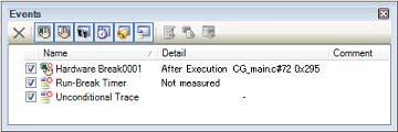 2. FUNCTIONS Figure 2.84 Break Event (Execution Type) Setting Example (Disassemble Panel) Event area Indicates that a Software Break event has been set.