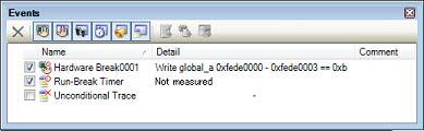 press the [Enter] key. Here, the program will break when the value "0xb" is written to the watch-expression "global_a".
