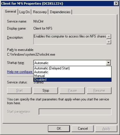 Configuring services for NFS on Windows About configuring Services for Network File System (NFS) on the Windows 2003 R2 SP2 NetBackup media server and NetBackup clients (NetBackup for VMware) 296 6