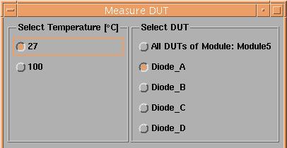 If you have entered one or more temperatures on the Temperature Setup form, the DUTs selected for temperature measurement are all measured at those temperatures.