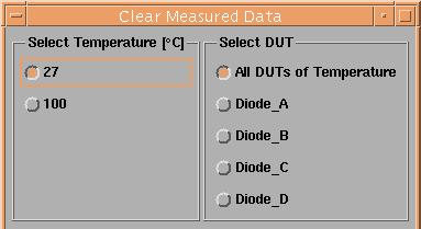 If you would like to clear data of some or all measured DUTs, use the Clear button.