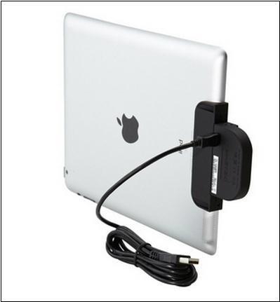 Identify which of the adapters that came with the NCR credit card reader matches your specific ios device and insert the credit card reader into the adapter.