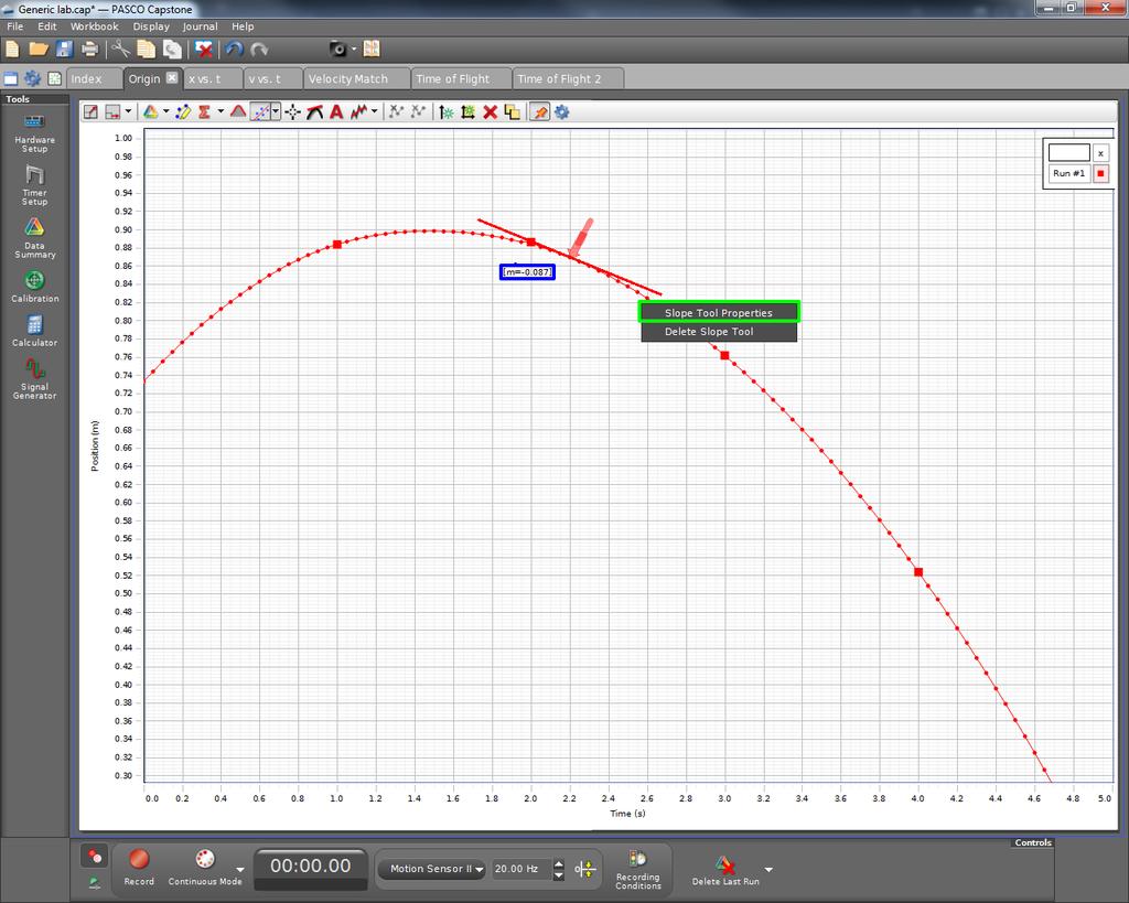 The Slope Tool The slope tool can be used to quickly get the rate of change of a curve as well as finding tangents to the curve.