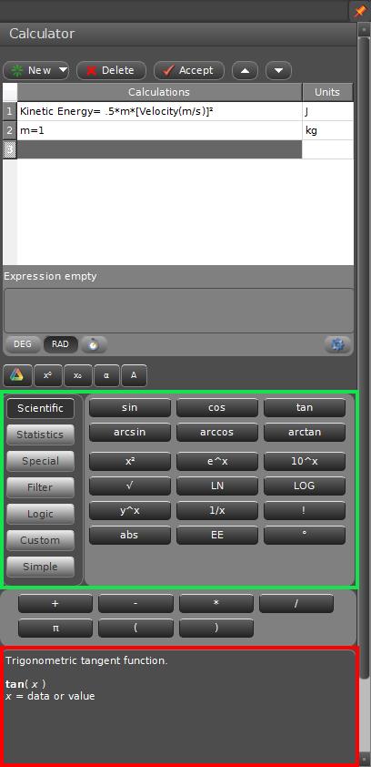 The Calculator Part 2 More details on how to adjust your equations. There are four special character buttons to help make equations.