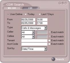 CDR Search 4.0 Running a CDR Search The CDR Search main window has two tabs: WG CDR and CDR.