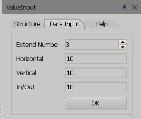 Extend is accessed in Copy menu, a Input-UI-panel will pop out to accept the distance values in vertical, horizontal and In/Out