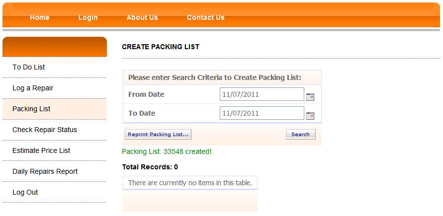 When you have created your Packing List, the Packing List number will be
