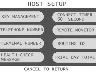 Section 3: Programming 3.2 HOST SETUP The Host Setup menu provides access to the parameters necessary to connect the ATM to the processor.