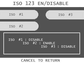 Section 3: Programming 3.3.2 ISO 1, 2, 3 EN/DISABLE The ISO Tracks are the three tracks available for the card swipe head to read. The ATM is defaulted to only read from Track #2.