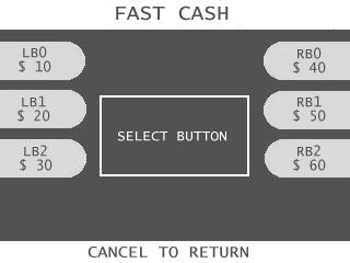 Section 3: Programming 3.5.3 FAST CASH Fast Cash amounts are presented to the customer if they choose a Withdrawal transaction.