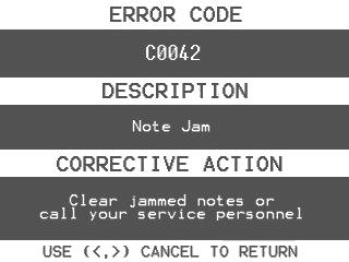 action for the currently displayed code. Press the Error Code button to enter this screen.