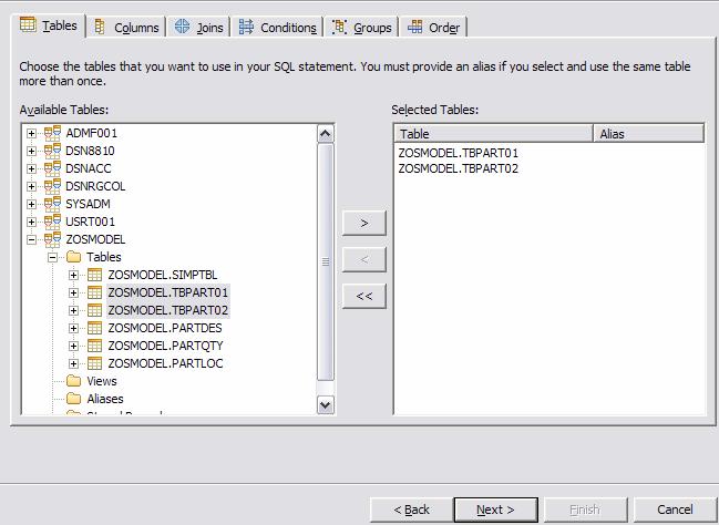 SQL Wizard Multiple tabs for constructing the stmt Select elements from available list then Click > Deselect or remove all 13 Button is SQL Assist in order to be consistent with Development Center