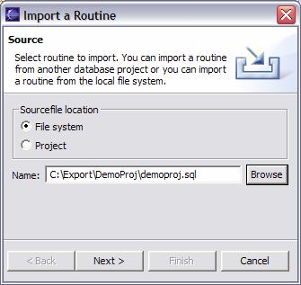 Import a Routine from the File System or another project Import.sql or.java files (i.e. source) Import wizard panels similar to Create SP wizard Panels pre-populated with routine s data 27 Import routine from file system or another project Import.