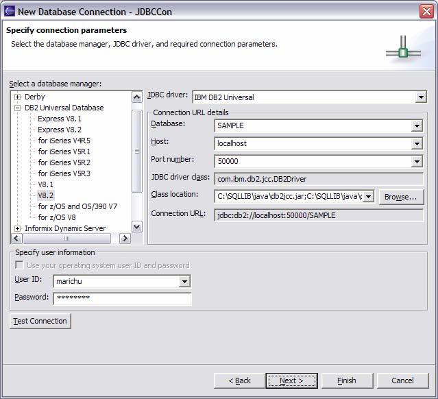 Connectivity to a server Connect to DB2 or non-db2 servers Support for DB2 Universal driver or other JDBC driver DB2 database Aliases defined in DB2 UDB s Configuration Assistant Configuring location