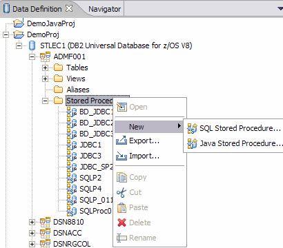 Data Definition View Project folder contains objects copied from the Database Explorer.