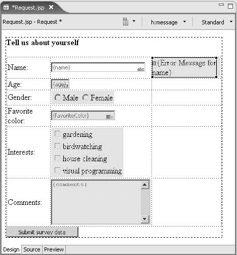 Creating the Web Application 31 UI components (you can also divide labor among a number of individual error message components and one general one).