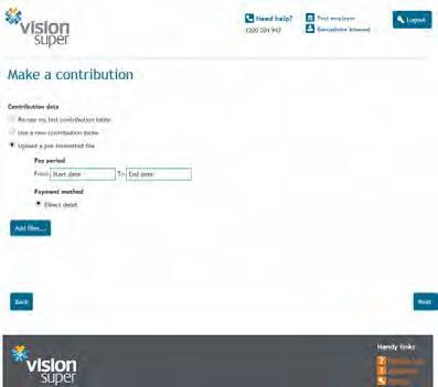 Vision Super file format The Vision Super file format can continue to be used by employers whilst you transition over to the SuperStream file format.