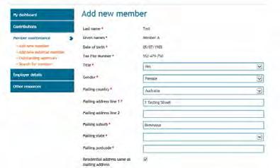 Complete all required details for the add new member screen.
