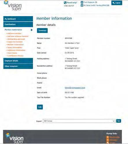 Maintain member records member information You can maintain a members personal details via the member information page.