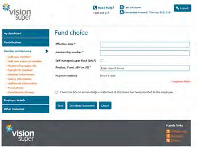 To navigate to the fund choice screen search for the member and select their name from the list, click the fund choice hyperlink in the left hand menu.