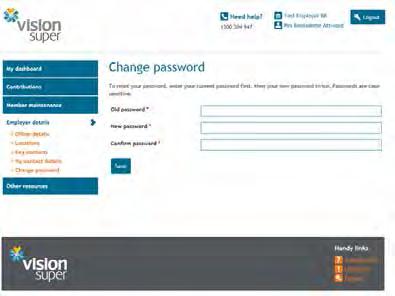 Change password To change your current password select the employer details icon from the