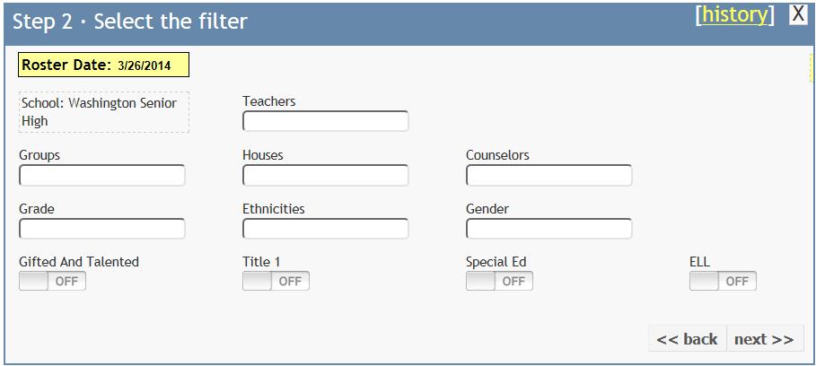 Step 2: Select the filter Roster date If you click on the yellow area, you will be brought to a calendar that you can change the date to view students enrolled on a particular date.