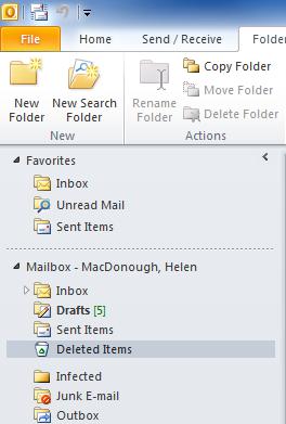 EMPTY YOUR DELETED ITEMS FOLDER It is good practice to delete any items you no longer need including your sent items which can build up very quickly!