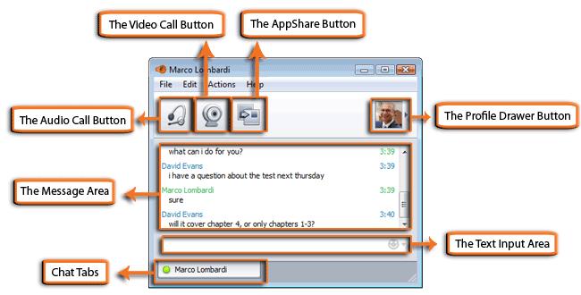 The Text Chat Window The Text Chat window is where instant messaging conversations take place.