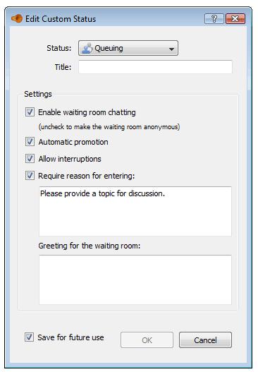 Starting a New Custom Queued Chat Starting a custom Queued Chat is similar to starting a default Queued Chat, except that you are given the option to define