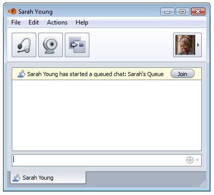 Joining a Queued Chat Anytime a user starts a Queued Chat, his or her status displays as Queuing.