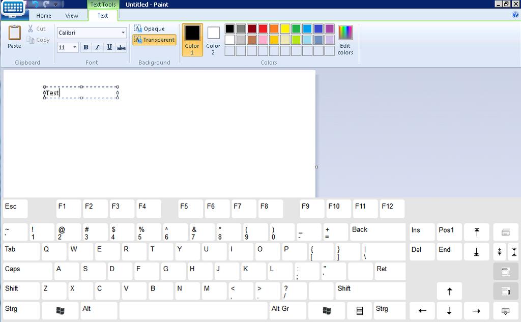 7.9 Mobile Keyboard Especially for mobile devices there is a built in Windows keyboard for different keyboard layouts, but it can also be used on desktops.