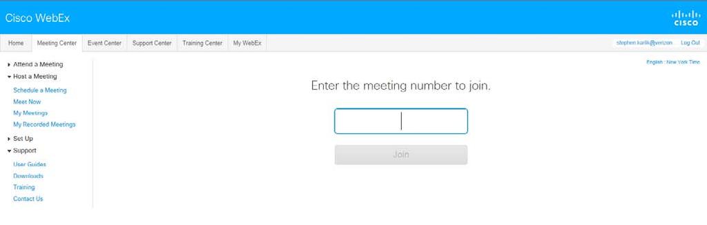 Meet Now: To open the Meet Now panel: Double-click the WebEx Meet Now icon on your desktop.