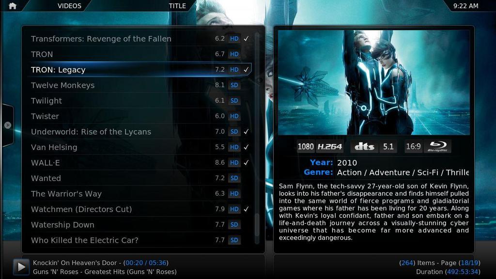 Playing Movie, Sports or TV Shows on the DroidTV. There are many add-ons installed on the DroidTV menu.