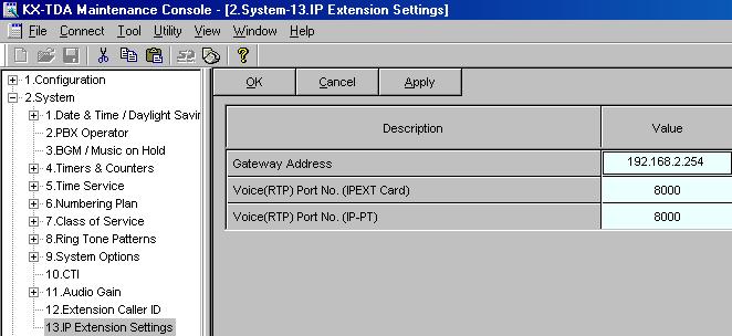 4.1 Programming the IP-EXT16 Card 6. If the IP address of the default gateway needs to be entered: a. Double-click System. b. Double-click IP Extension Settings. c.
