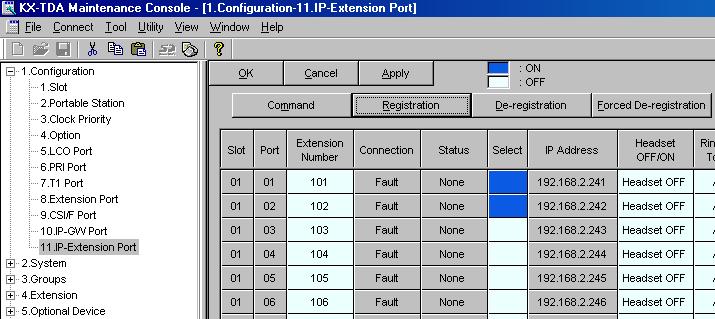 4.3 Registering the IP Proprietary Telephone 4.3 Registering the IP Proprietary Telephone 4.3.1 Registering the IP-PT After programming of both the IP-EXT16 card and IP-PT is finished, the IP-PT must be registered to the Hybrid IP-PBX.