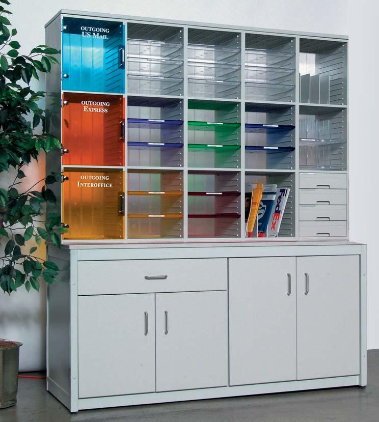 Facilitates Effi ciency In Interactive Spaces Modular Millwork for Copy-Fax-Print Rooms Organizes: Employee Mail Copy Activity Recycling/Shredding Supplies Outgoing Communications Faxes & Printers