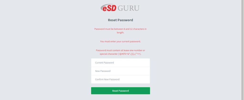 The Reset Password screen may be displayed, if the district is enforcing a password reset upon first login, or if the user s Password has previously expired or will expire today.