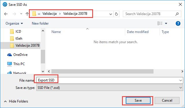 12.2. Export SSD A user can export an SSD file in edition 2 or edition 1. When exporting in edition 1, all elements which are not available in edition 1 are automatically deleted. 1. Click on Export SSD (Edition 2) or Export SSD (Edition 1) on the Import/Export tab on the Ribbon.