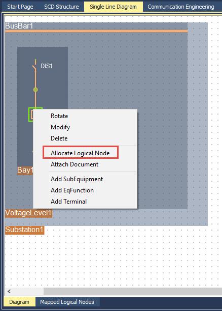 7.5. Allocate Logical Node Logical nodes from IEDs can be mapped on elements on a