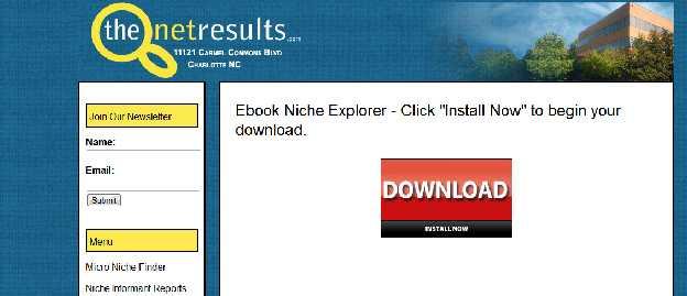 Installing the Ebook Niche Explorer From the download link, click the Download /