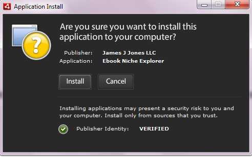 Next click Install to install the software.