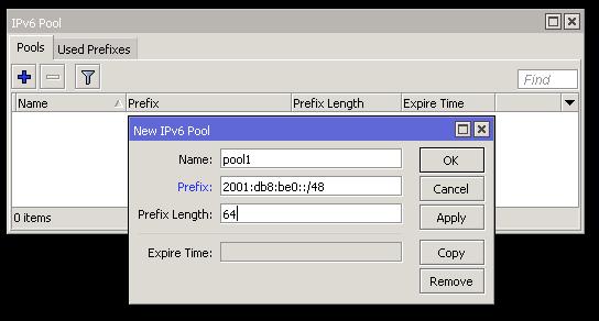 IPv6 Pool Prefix that has been assigned to this router