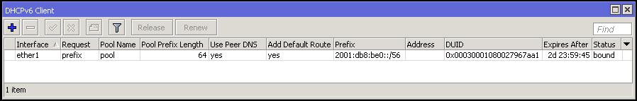 DHCPv6 PD Client IPv6