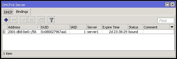 DHCPv6 PD Server IPv6 DHCP Server Bindings