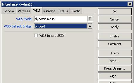 WDS configuration Use dynamic-mesh WDS mode WDS interfaces