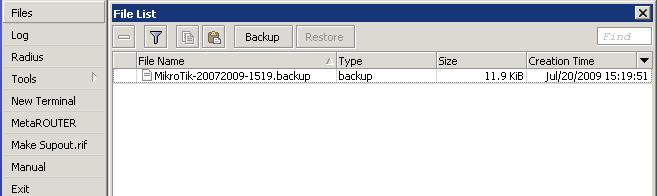 Configuration Backup You can backup and restore